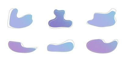Blue liquid halftone drops water shapes set, splashes collection. Paint spot, blot, rain puddle, oil blobs. Irregular abstract graphic design elements Transparent background. illustration vector