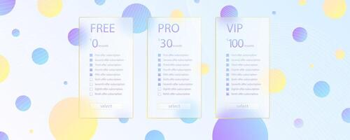 Glass morphism effect. Transparent frosted acrylic bank cards. Yellow gradient circles on white blue background. Realistic glassmorphism matte plexiglass shape. vector