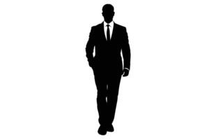 Businessman in Suit Silhouette isolated on white background, Silhouette of a Man in a Classic Suit, Stylish Man vector