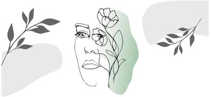 Pattern. The girl with the flowers. Print vector