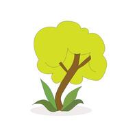 A cartoon tree with green and yellow leaves on it vector