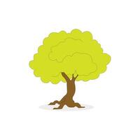 a cartoon tree with green leaves and roots vector