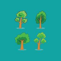 Four different trees on a blue background vector