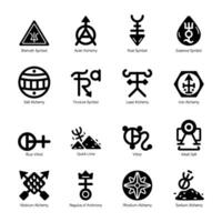 Solid icon showing alchemy symbol of sulphur vector