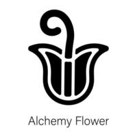 A scalable glyph icon of alchemy flower vector