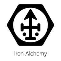 Ready to use solid icon of iron alchemy vector