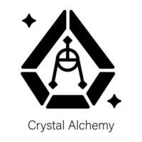 A unique solid icon of crystal alchemy vector