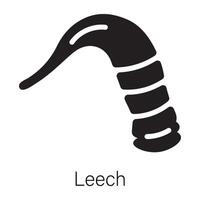 Easy to edit glyph icon of a leech vector