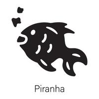 Get this glyph icon of a piranha vector