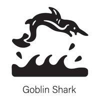 Handy glyph icon of a goblin shark vector