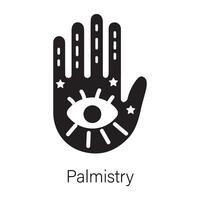 Easy to edit solid icon of palmistry vector
