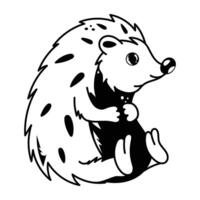 Customizable doodle icon of a sitting porcupine vector