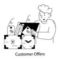 A mini illustration of customer offers in doodle style vector