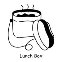 Get this doodle icon of lunch box vector