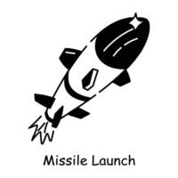 Get a glimpse of missile launch doodle icon vector