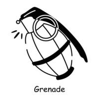 Ready to use doodle icon of grenade vector