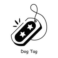 Ready to use doodle icon of dog tag vector
