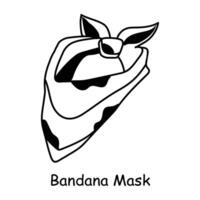 An editable doodle icon of bandana mask vector