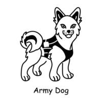 Army dog hand drawn icon is up for premium use vector