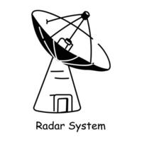 An editable doodle icon of radar system vector