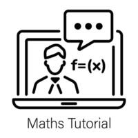 An editable line icon of maths tutorial vector
