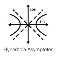 Well-designed outline icon of hyperbola asymptotes vector