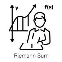 Ready to use line icon of riemann sum vector