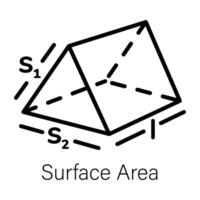 An editable line icon of surface area vector