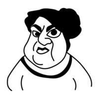 Doodle character icon of ugly man vector