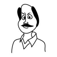 Ugly cartoon character of half bald man vector