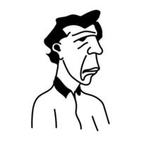 Ugly cartoon character of half bald man vector