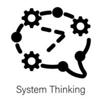 Easy to edit solid icon of system thinking vector