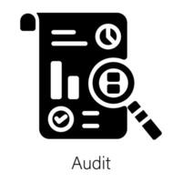 Here is a filled style icon of audit vector