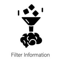 Filter information icon in filled style vector