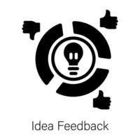 A glyph icon of idea feedback vector
