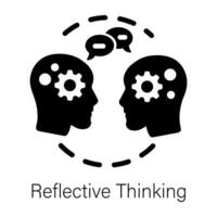 Customizable solid icon of reflective thinking vector