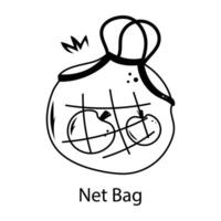 A hand drawn icon of net bag vector