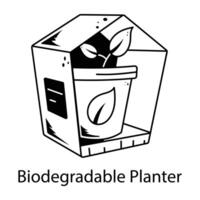 A doodle style icon of biodegradable planter vector