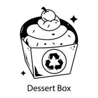 A drawing style icon of dessert box with reusable sign vector