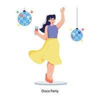 A flat character illustration of disco party dance vector
