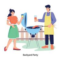 Backyard party flat illustration is up for premium use vector