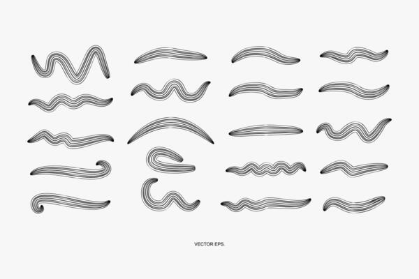 abstract design elements set, including a black, white oval shape, bacteria, virus and germ