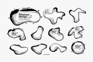 abstract design elements set, including a black, white oval shape, bacteria, virus and germ vector