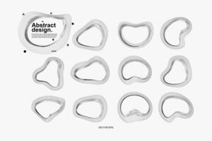 abstract design elements set, including a black, white oval shape, bacteria, virus and germ vector