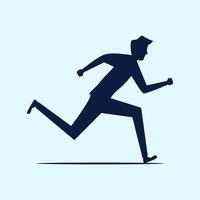 a man running in a straight line on a blue background vector