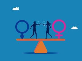 two people on a scale with the words gender equality vector
