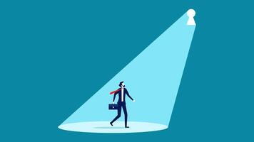 businessman walking through the light with a key vector