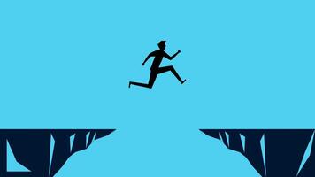a man running across a cliff edge vector