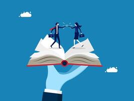 New Employee Procedures or Rules. Handshake Guide for Businessmen and New Employees vector