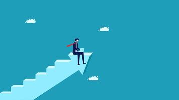 a man in a suit is sitting on a ladder on top of a stair vector